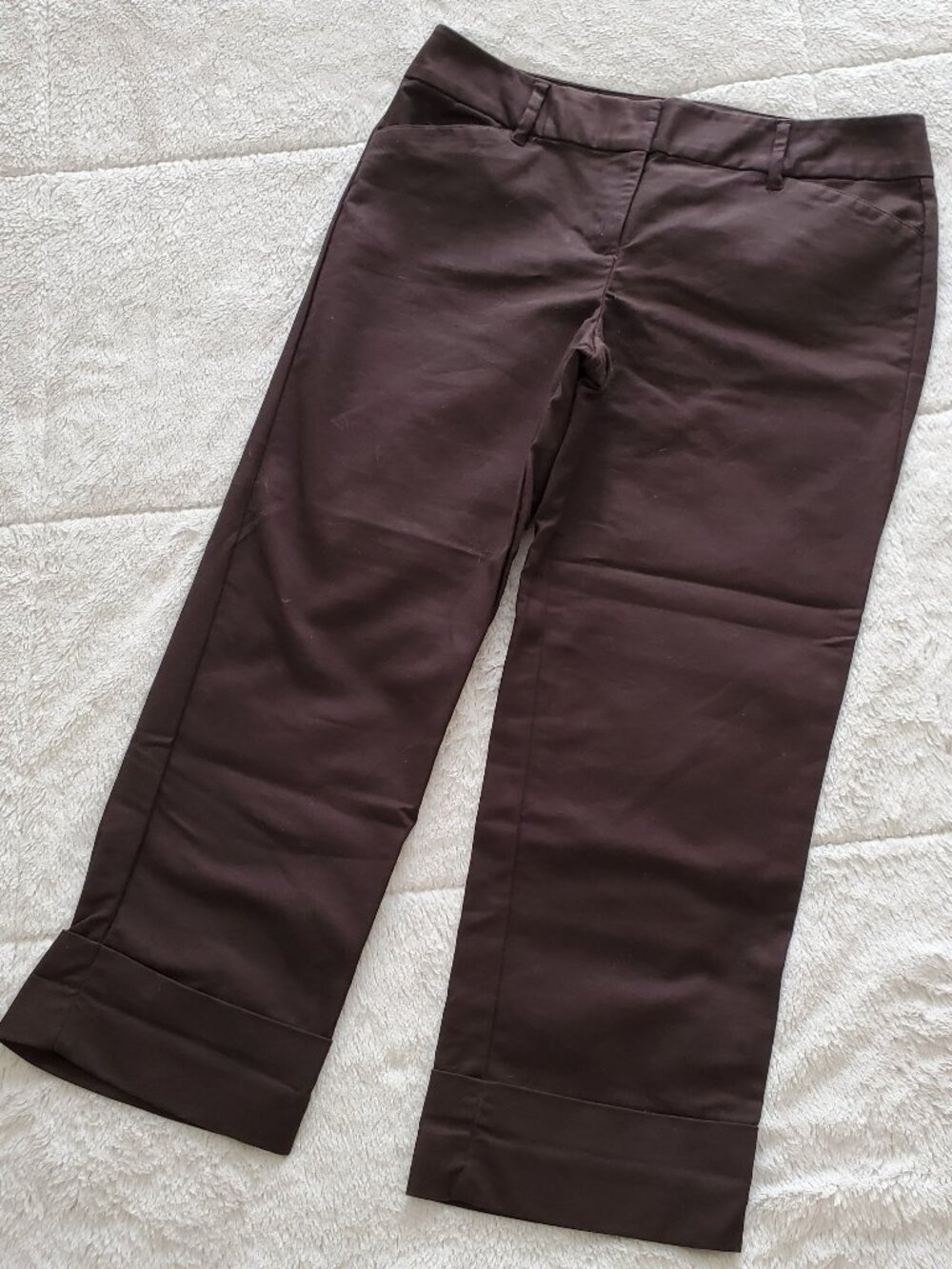 Ann Taylor Signature Brown Cuffed Cropped Capri Pants